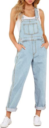 Amazon.com: Vetinee Women's Azure Glow Adjustable Straps Pockets Boyfriend Denim Bib Overalls Jeans Pants Large : Clothing, Shoes & Jewelry