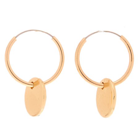 Gold 12MM Disc Hoop Earrings | Claire's US
