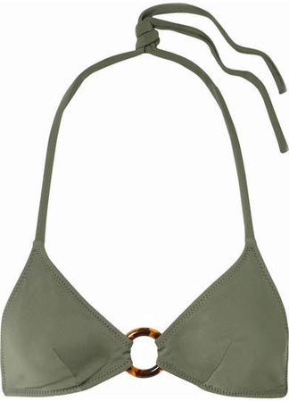 Sadie Embellished Triangle Bikini Top - Army green
