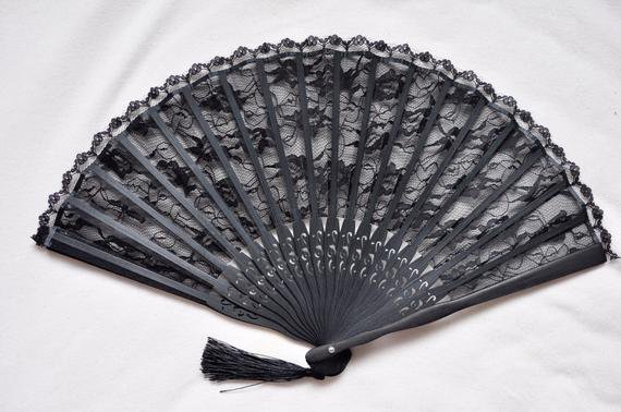 Black Lace Hand Fan Handheld Folding Fan Spanish Hand Fan | Etsy