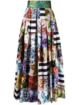 Farfetch patchwork print pleated skirt Dolce & Gabbana
