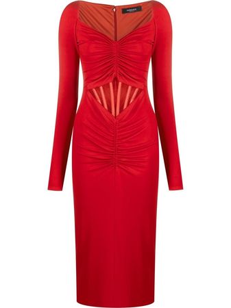 Versace gathered-detail long-sleeve Dress - Farfetch