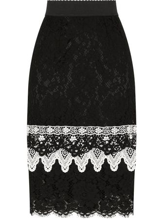 Dolce & Gabbana macramé-ruffle lace midi skirt with Express Delivery - FARFETCH