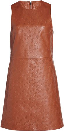 Saks Potts Jacqueline Logo-Embossed Leather Mini Dress