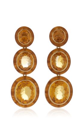 Oval Citrine & Tiger's Eye Inlay Earrings By Goshwara | Moda Operandi