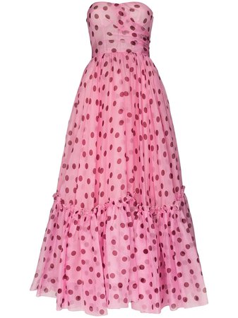 Dolce & Gabbana Strapless Polka-Dot Silk-Chiffon Dress | Farfetch.com
