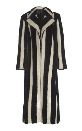Liza Striped Snake-Effect And Fur Longline Coat by 16Arlington | Moda Operandi