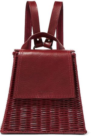 Wicker Wings - Tixting Tall Rattan And Leather Backpack - Burgundy