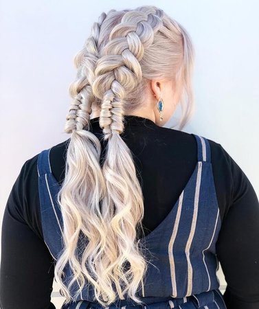 Blonde Braided Low Pigtails