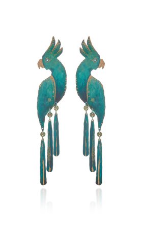 Cockatoo Brass Earrings by We Dream In Colour | Moda Operandi
