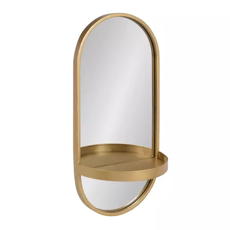 11"x24" Estero Metal Wall Mirror With Shelf Gold - Kate And Laurel : Target