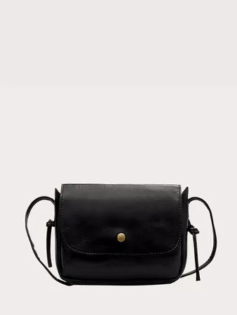 Black Minimalist Flap Crossbody Bag | SHEIN USA