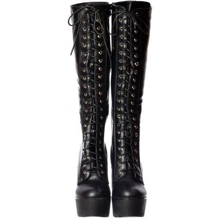 black long boots with laces