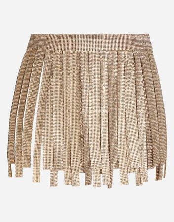 Women's Skirts | Dolce&Gabbana - Crystal mesh miniskirt with fringing