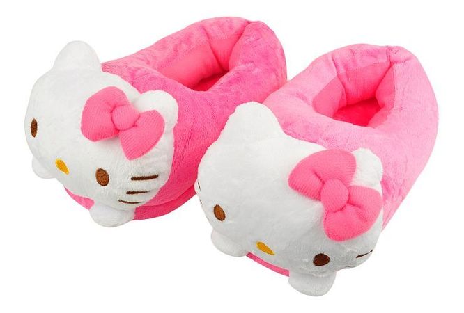 Hello Kitty Die-Cut PLUSH Slippers PINK Indoor US 8 Inspired by You.