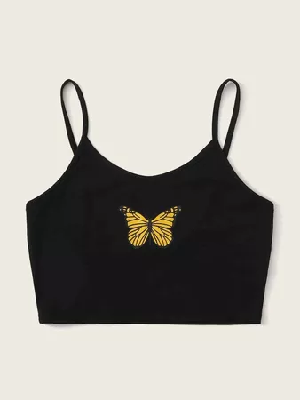 Butterfly Graphic Cropped Cami Top | SHEIN USA