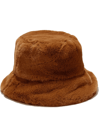 brown fur bucket hat