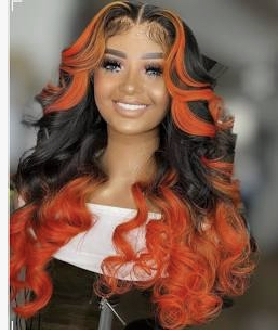 black and orange wig