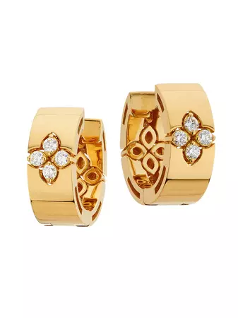 Shop Roberto Coin Love In Verona 18K Yellow Gold & 0.16 TCW Diamond Hoop Earrings | Saks Fifth Avenue