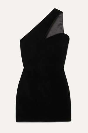 SAINT LAURENT | One-shoulder velvet mini dress | NET-A-PORTER.COM