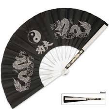 Japanese Fan Foldable Combat Steel Yin Yang Dragon