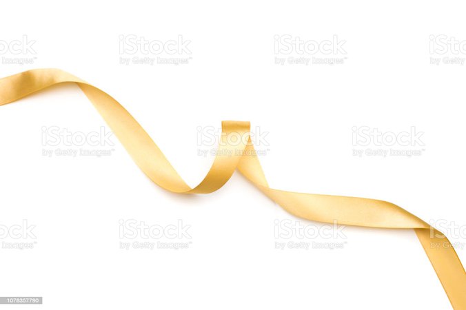 Golden Satin Ribbon Isolated On White Background Stock Photo - Download Image Now - iStock