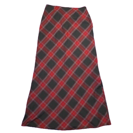 maxi plaid red black 90s skirt