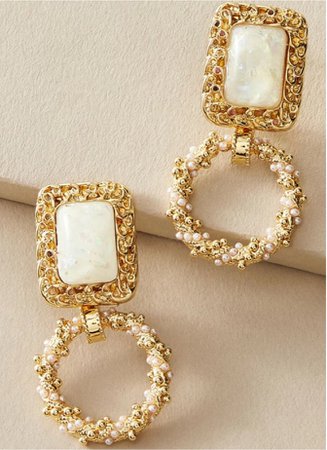textured square drop earrings