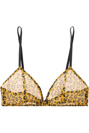 Les Girls Les Boys | Leopard-print stretch-mesh soft-cup triangle bra | NET-A-PORTER.COM