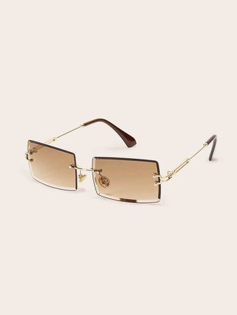 Rimless Square Frame Sunglasses | SHEIN USA