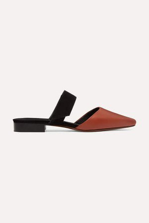 Epi Leather And Suede Mules - Tan