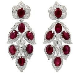 Burma Ruby Diamond Gold Earrings