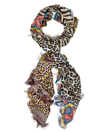Leopard Mixed Print Oversized Scarf
