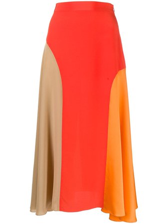 Chinti And Parker Panelled Silk Skirt SS01 Red | Farfetch