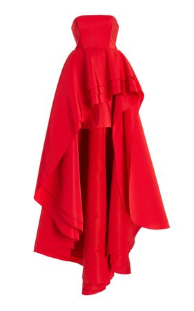 Ruffled Silk Strapless High-Low Gown By Carolina Herrera | Moda Operandi