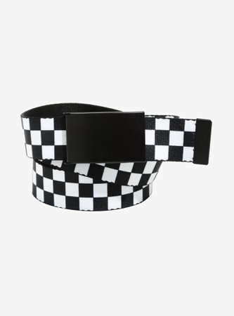 *clipped by @luci-her* Black & White Checkered Web Belt