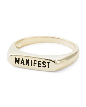 14k Gold Plated Sterling Silver Manifest Ring - Women - T.J.Maxx