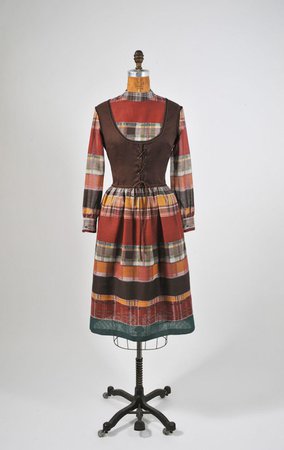 Vintage Mod 1960s Dirndl Dress Earthtone Plaid Striped Dress | Etsy