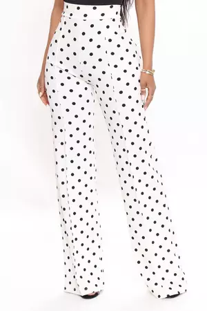 Victoria High Waisted Dress Pant Polka Dot - Ivory/combo | Fashion Nova, Pants | Fashion Nova