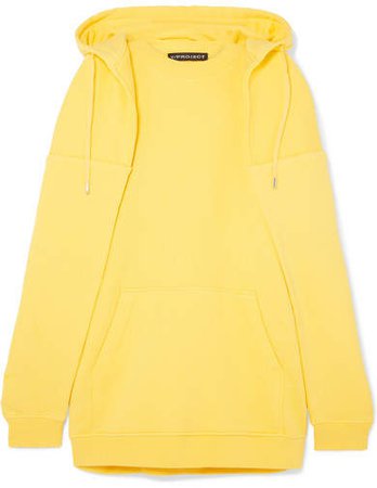 Oversized Layered Cotton-jersey Hooded Top - Bright yellow