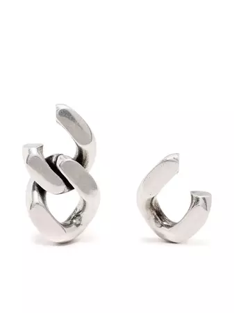 Saint Laurent curb-chain asymmetric earrings - FARFETCH