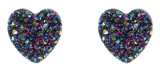 black iridescent heart earrings amazon