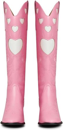 Amazon.com | AOSPHIRAYLIAN Cowgirl Boots For Women Cute Heart Shape Cowboy Boots Fashion Womens Western Boots Pointed Toe Ladies Shoes Pull On Comfy Chunky Knee High Boots | Knee-High