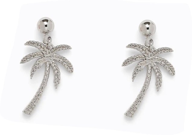 silver palm tree dangle earrings