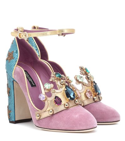 Dolce & Gabbana - Embellished velvet pumps | Mytheresa