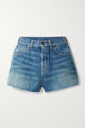 Blue Frayed denim shorts | SAINT LAURENT | NET-A-PORTER