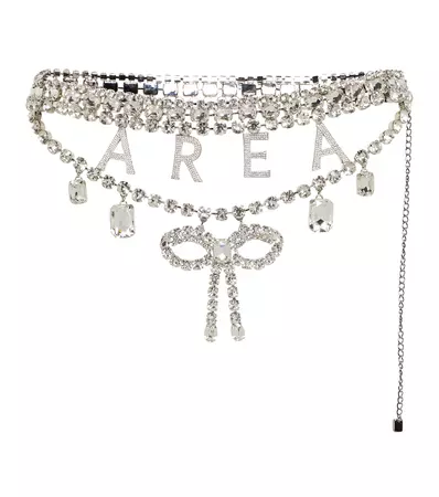Logo crystal-embellished belt | AREA