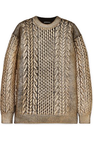 Ann Demeulemeester | Metallic cable-knit wool sweater | NET-A-PORTER.COM