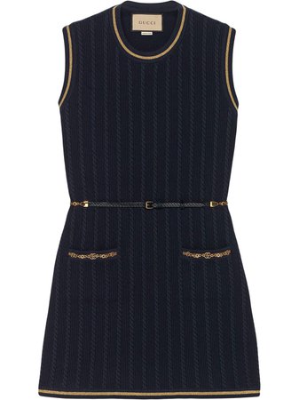 Gucci Interlocking G knitted dress blue & gold 658350XKBVO - Farfetch