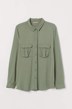 H&M+ Shirt with Chest Pockets - Green